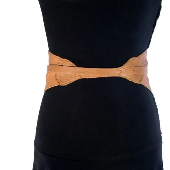 BERGE Sadie $195 Wide Leather Obi Wrap Tie Belt Women's S/M - Picture 4 of 8